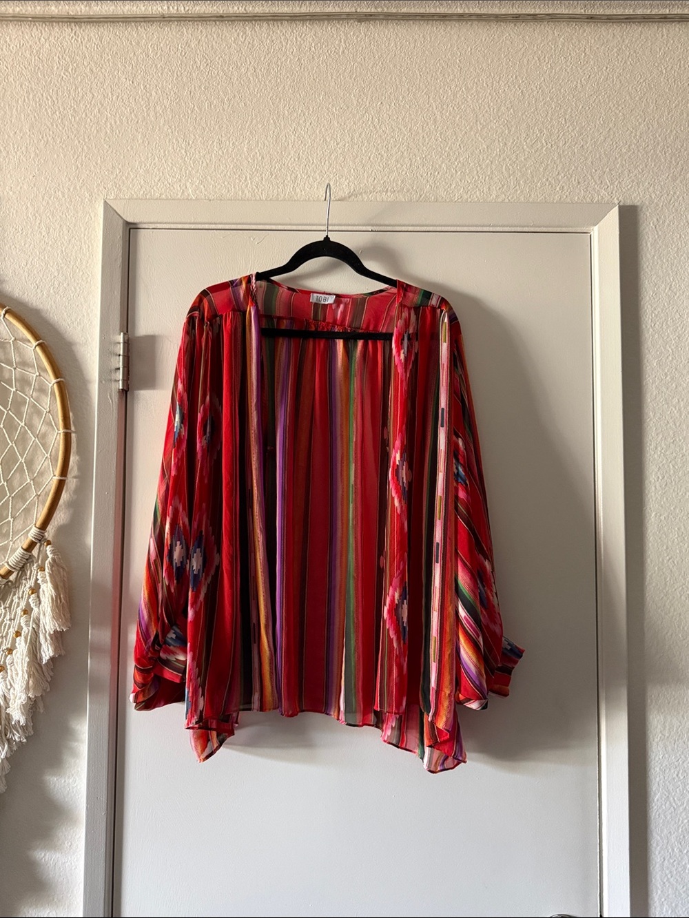 Multi Colored Sheer Open-Front Tunic